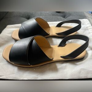NISOLO All Day Cross Strap Sling Back Leather Sandals Womens Size 8.5 NWOB